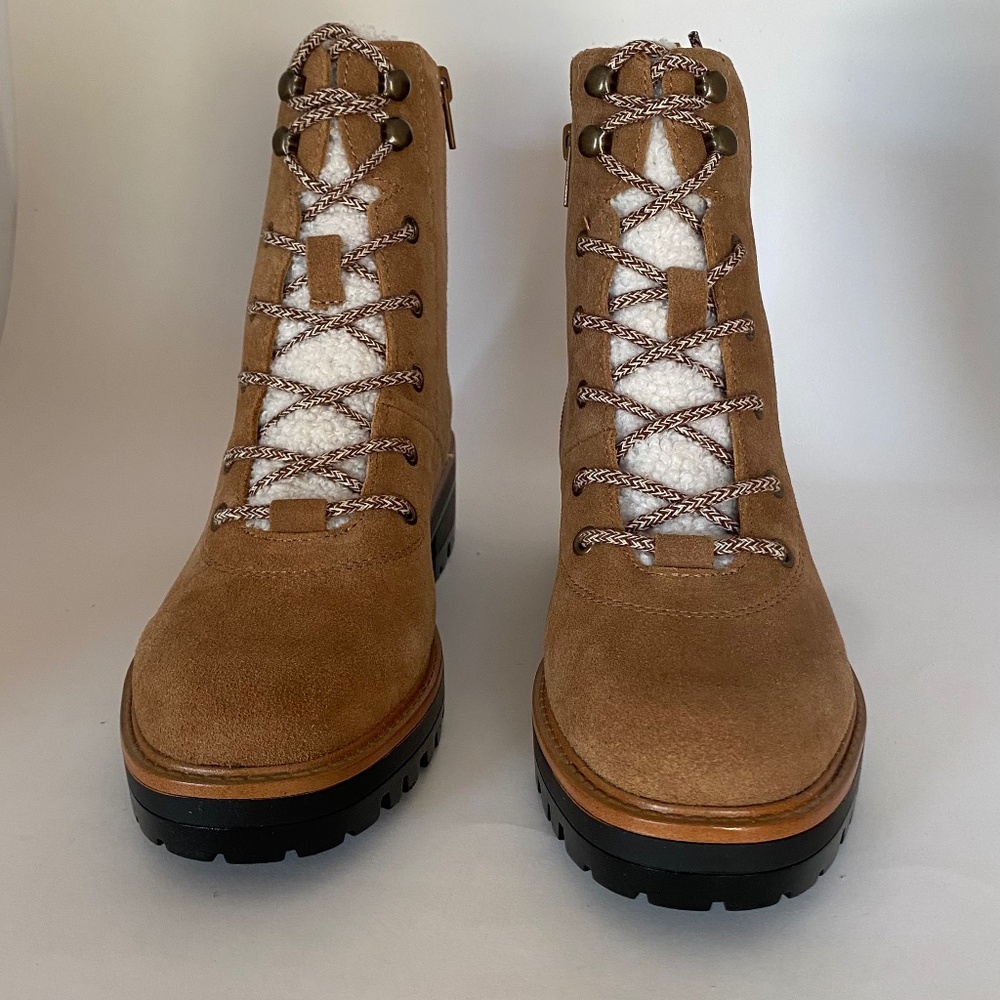 Marc Fisher Suede Lug Sole Sherpa Hiker Boots - Size 6M (NWT)